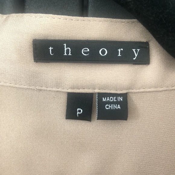 Theory taupe silk blouse. - Picture 2 of 3